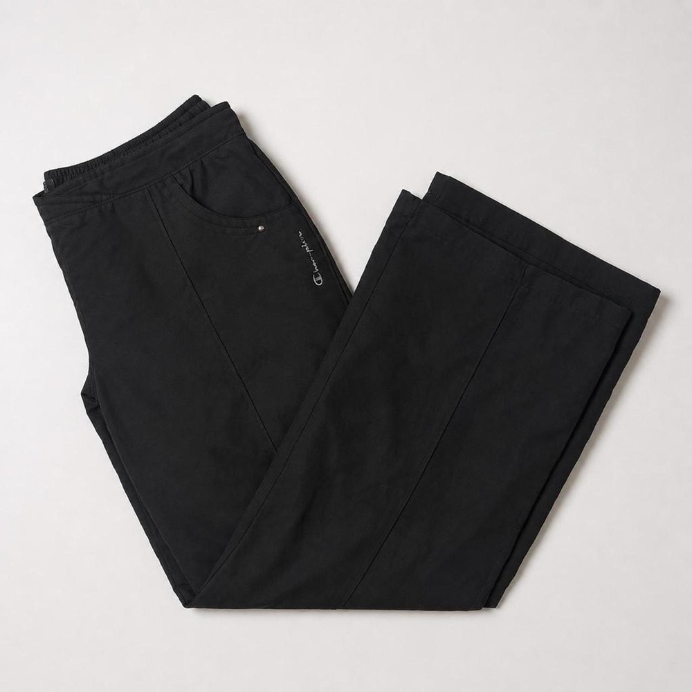 Vintage Baggy Black Champion Y2K Wide Leg Track Pants - L